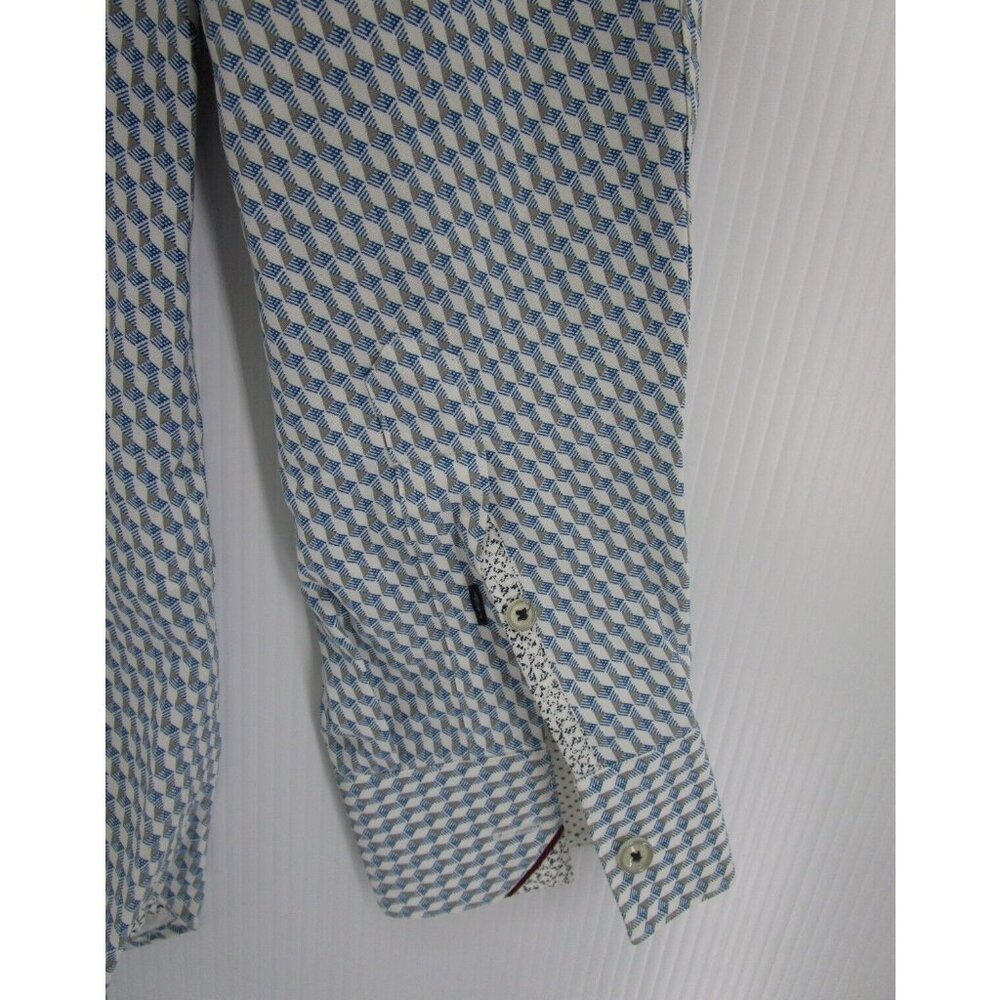 Ted Baker Shirt Large Button Down Pocket Geometric Print Flip Cuff 4 - Picture 3 of 11
